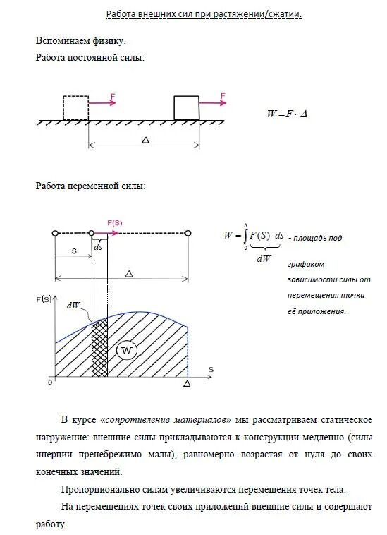 Упругая энергия при деформации растяжения