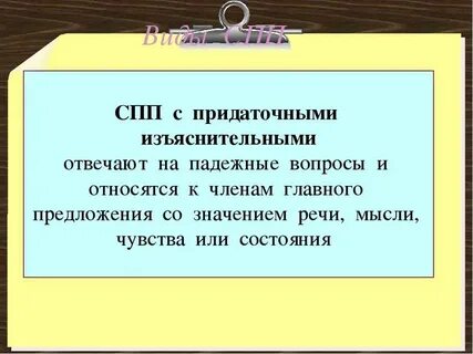 Сложноподчиненные с придаточным определительным и изъяснительным