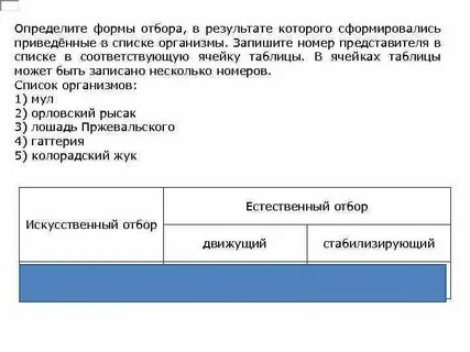 Выберите из приведенного списка организмы