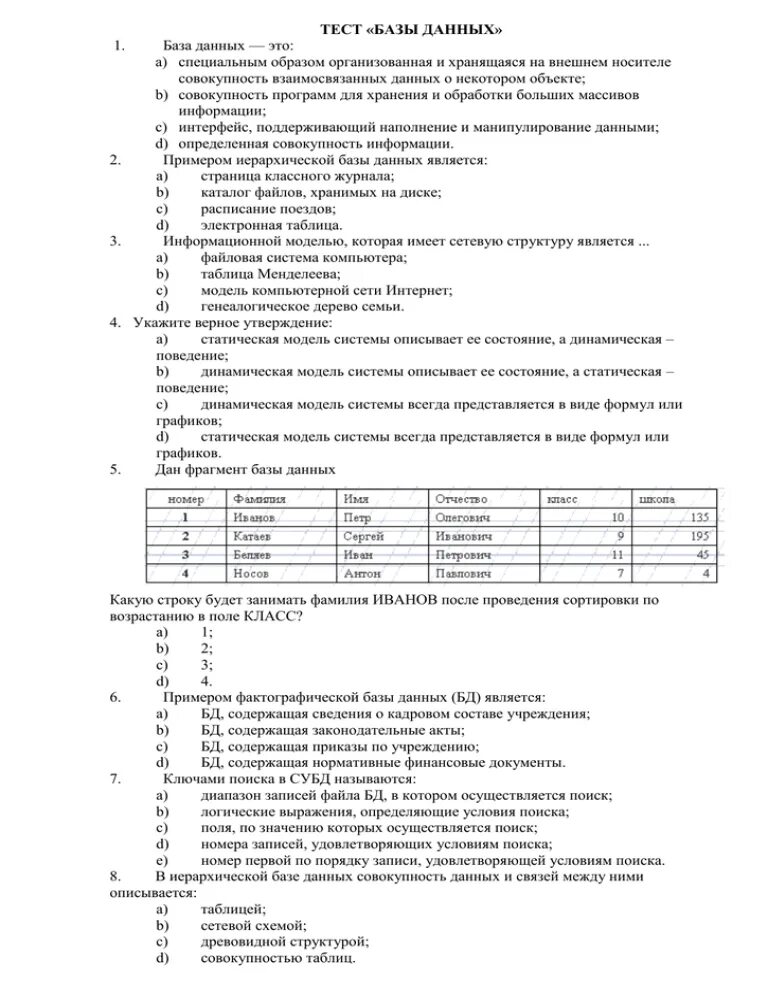 Тесты база 9. Контрольная работа база данных 11 класс. Тест по БД. Тест базы данных с ответами. Базу контрольных работ.