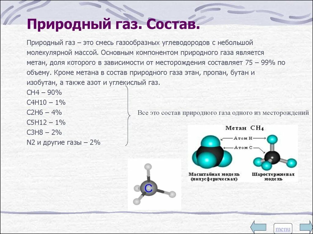 Природный газ форма