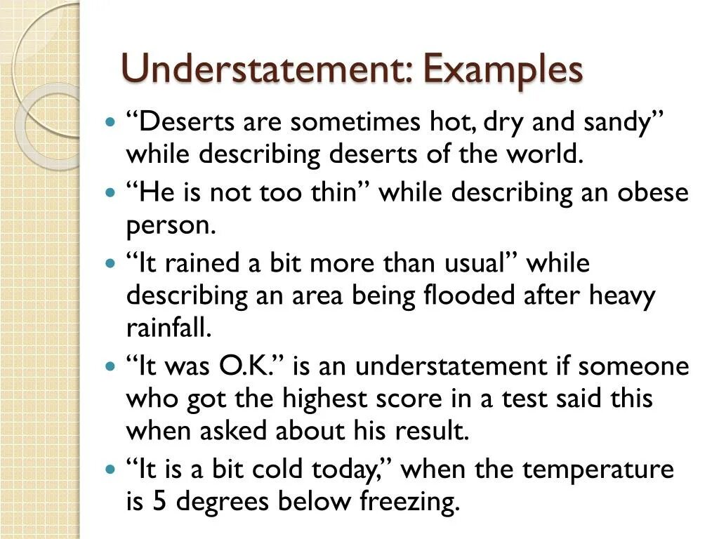 Understatement examples. Understatement stylistic device. Understatement это в стилистике. Understatement in stylistics examples. Understatement