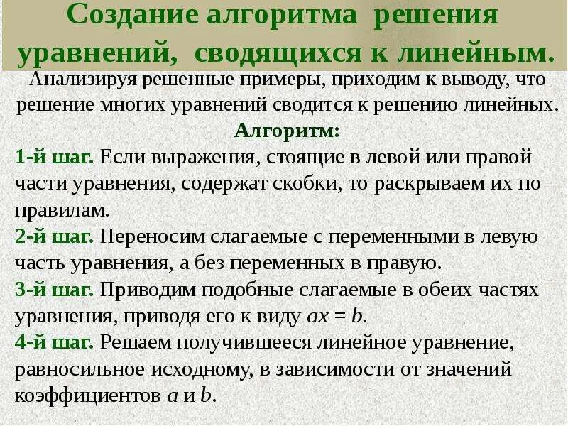 6 1 2 алгоритм решения. Алгоритм решения уравнений. Алгоритм линейных уравнений. Алгоритм оешениелинейных уравнений. Алгоритм решения линейных уравнений.