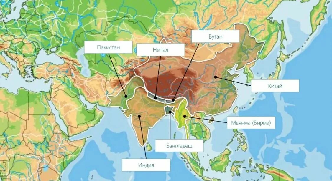 Где больше в китае или в индии. Бутан Страна на карте. Государство бутан на карте.