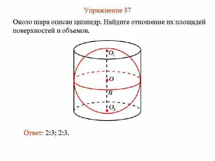 Цилиндр описан около шара. Объем цилиндра описанного около шара. Основания цилиндра и радиус цилиндра. Около шара описан цилиндр площадь поверхности которого равна 3.