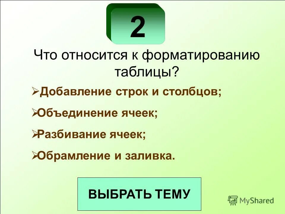 Определите какие действия относятся к форматированию