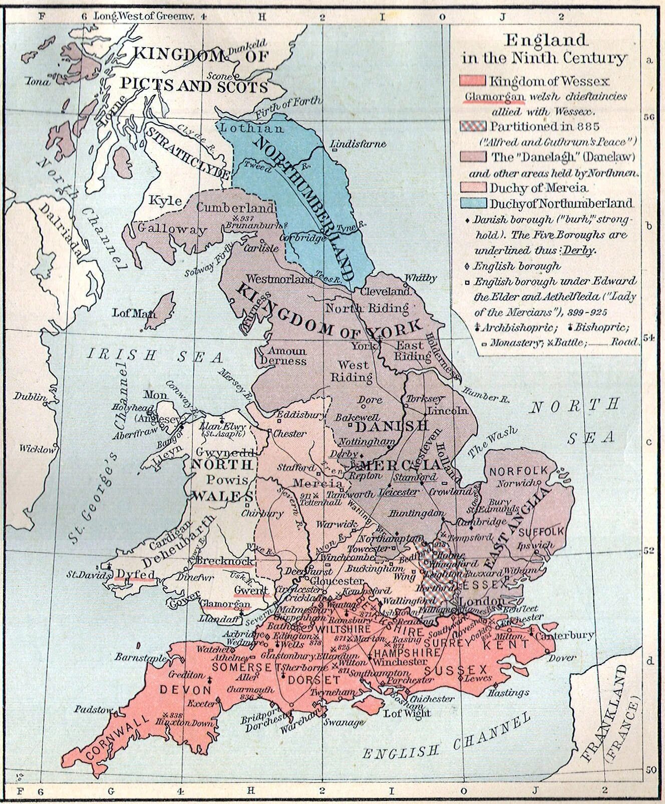 Уэссекс Нортумбрия. Королевство Уэссекс 9 век. Карта средневековой Англии 9 век. Карта Великобритании в 9 веке. Англия 9 век