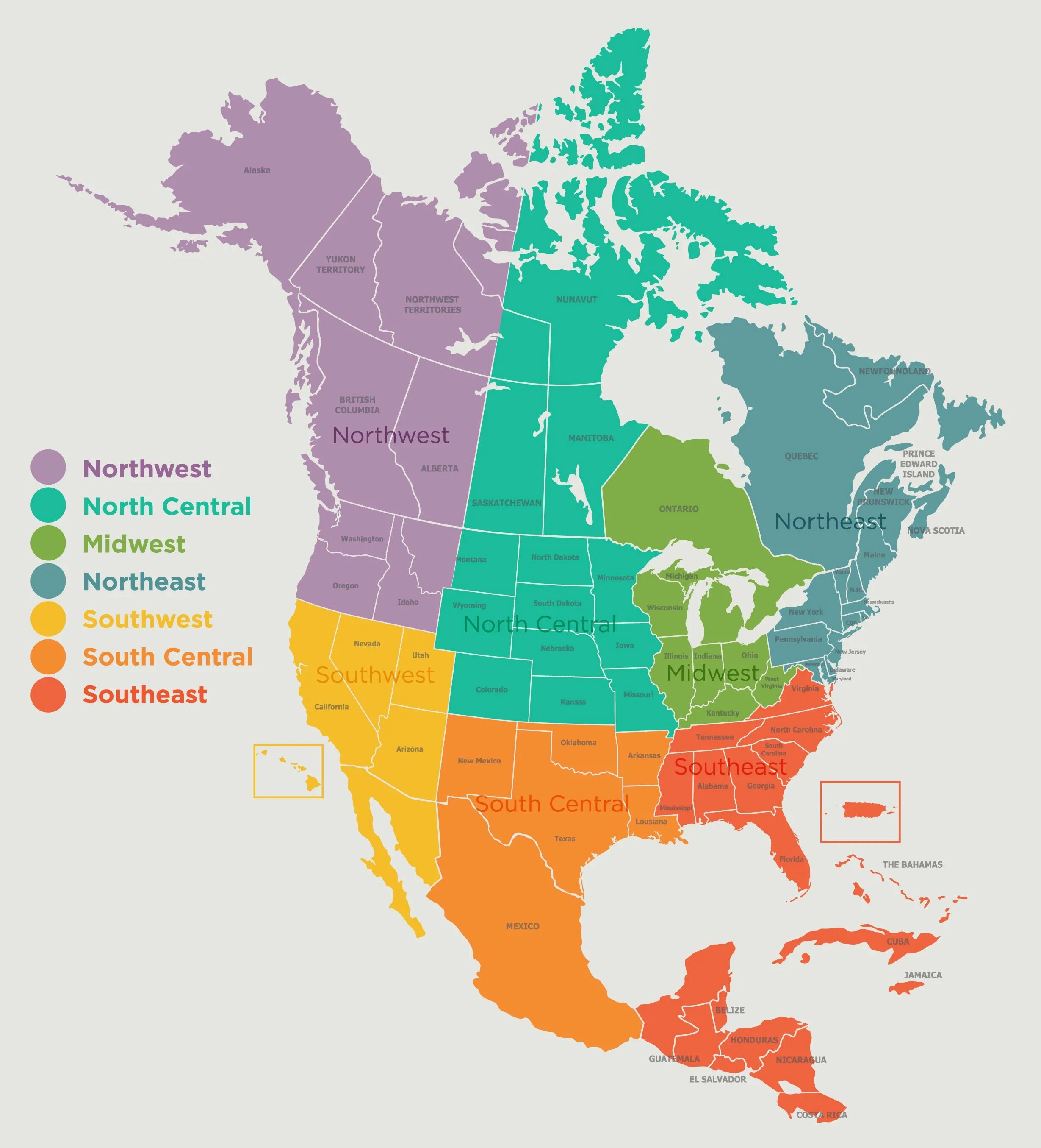 Карта англо америка. Субрегионы Северной Америки на карте. Регионы Северной Америки на карте. Регионы США на карте Северная Америка. Административное деление Северной Америки.