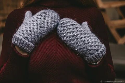 Варежки из мохера спицами