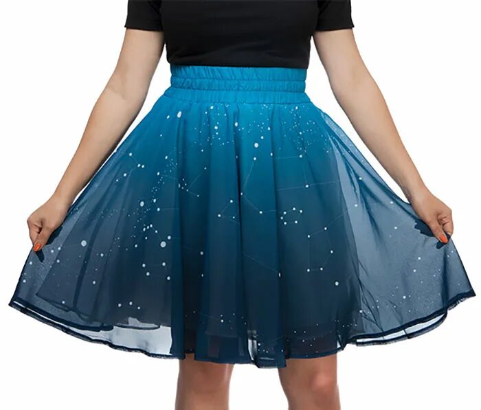 Материал юбки сверкающий в темноте 9. Юбка созвездия. Юбка синяя. Юбку синяя многослойная. Многослойная юбка голубая.