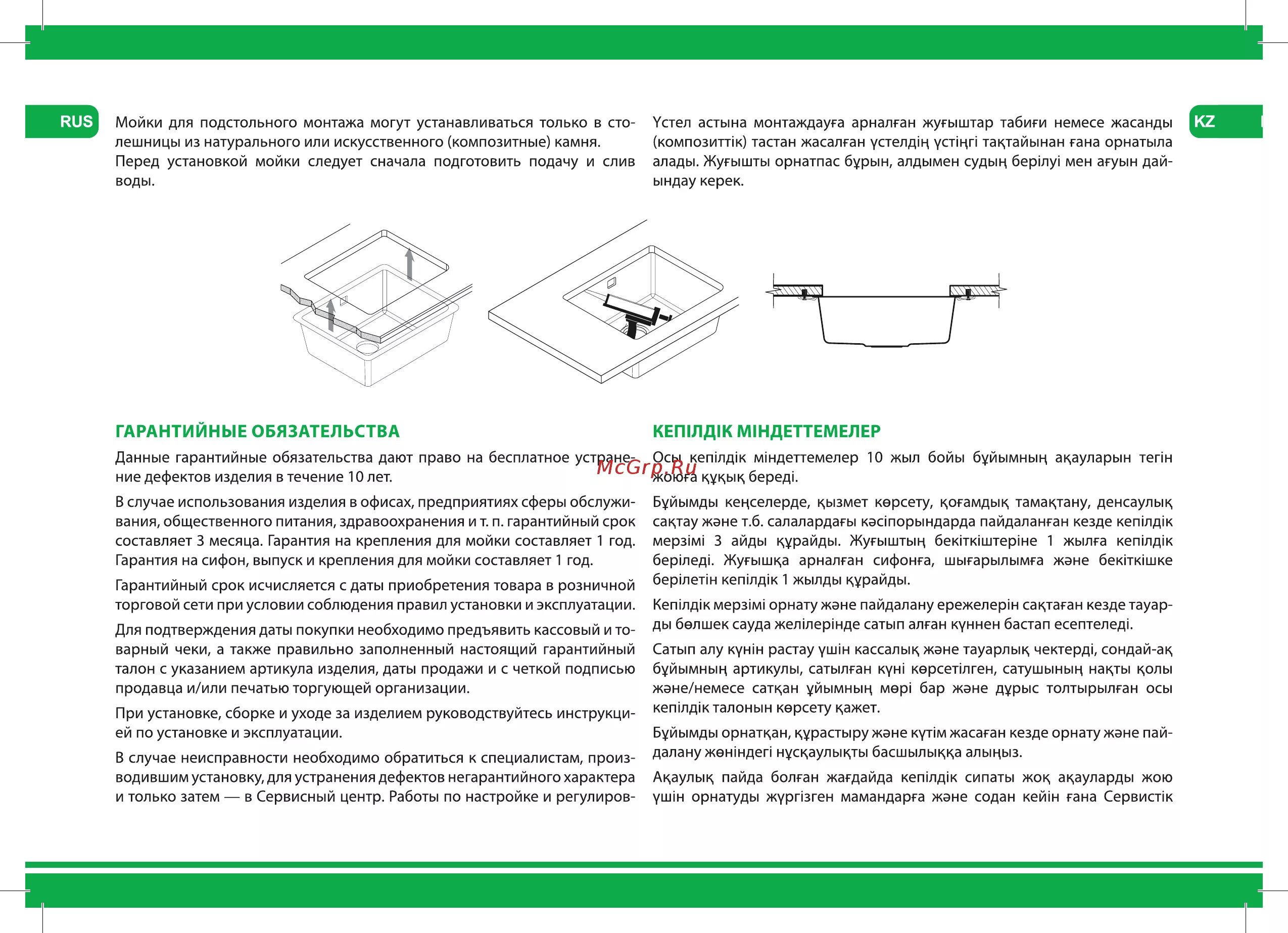 Инструкция по сборки мойки