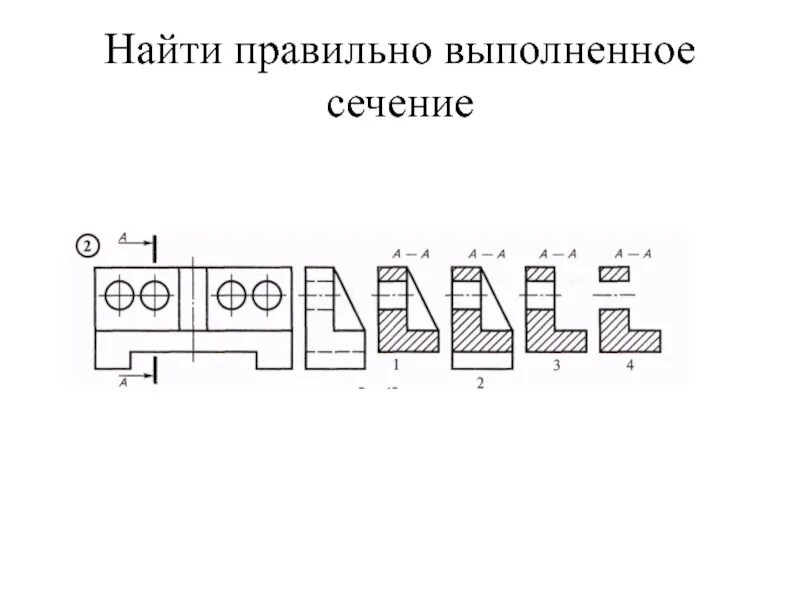 Проанализировать изображения, найти правильно выполненные сечения. Правильное выполнение разреза. Правильно выполненное сечение. Задание выполнить сечение.