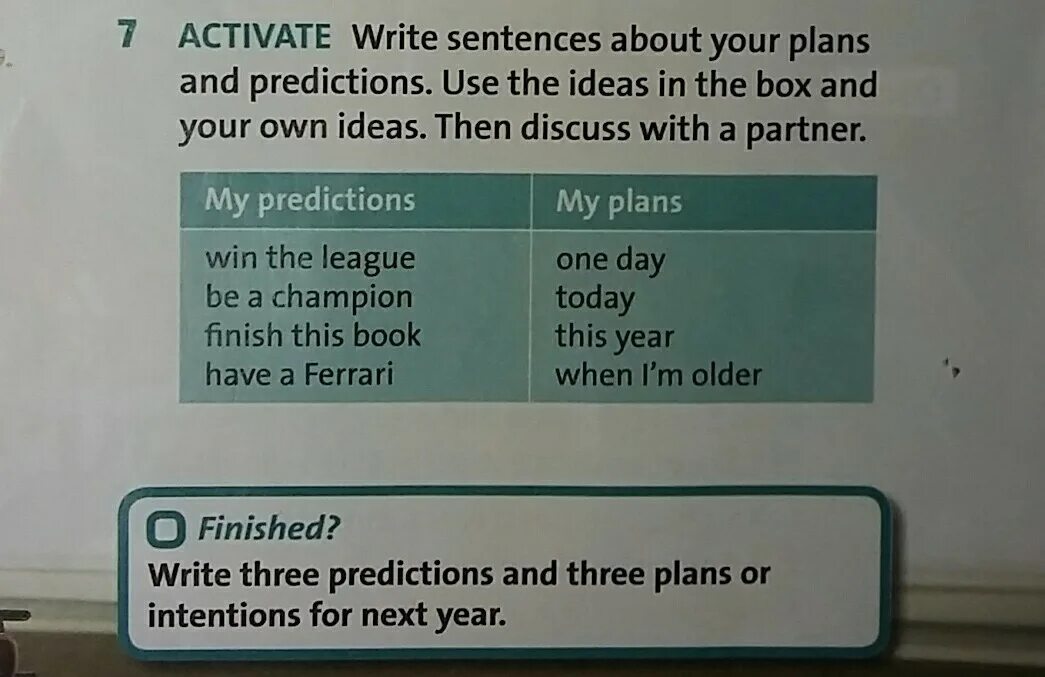 Activate учебник. Plans and predictions. Bank about sentences. Look and write activate. Rewrite the sentences using was or were