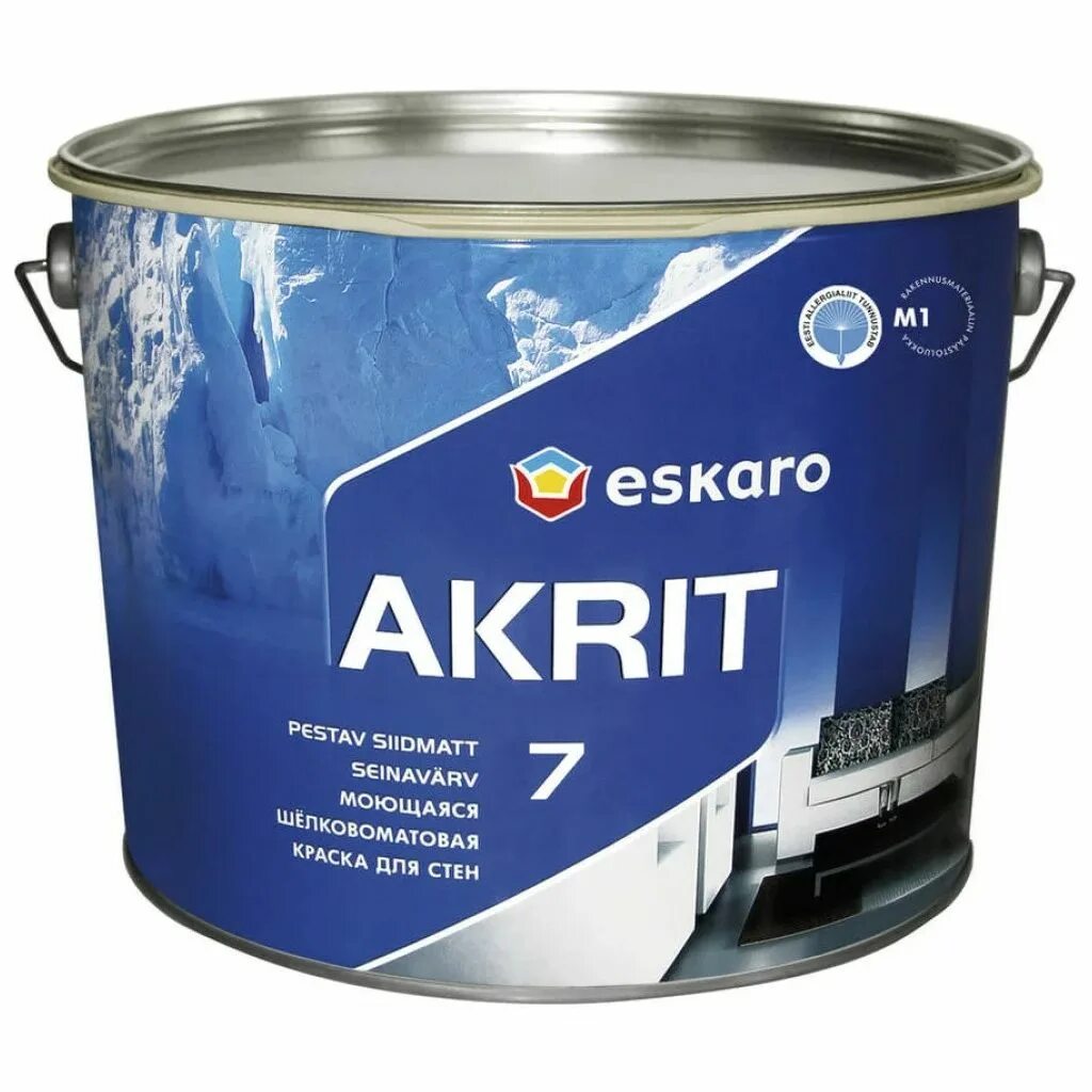 Краска eskaro. Краска eskaro akrit 7. эскаро акрит 7 9,5. краска моющаяся шёлково-матовая eskaro akrit 7 для стен 9,5л.. eskaro акриловая краска.