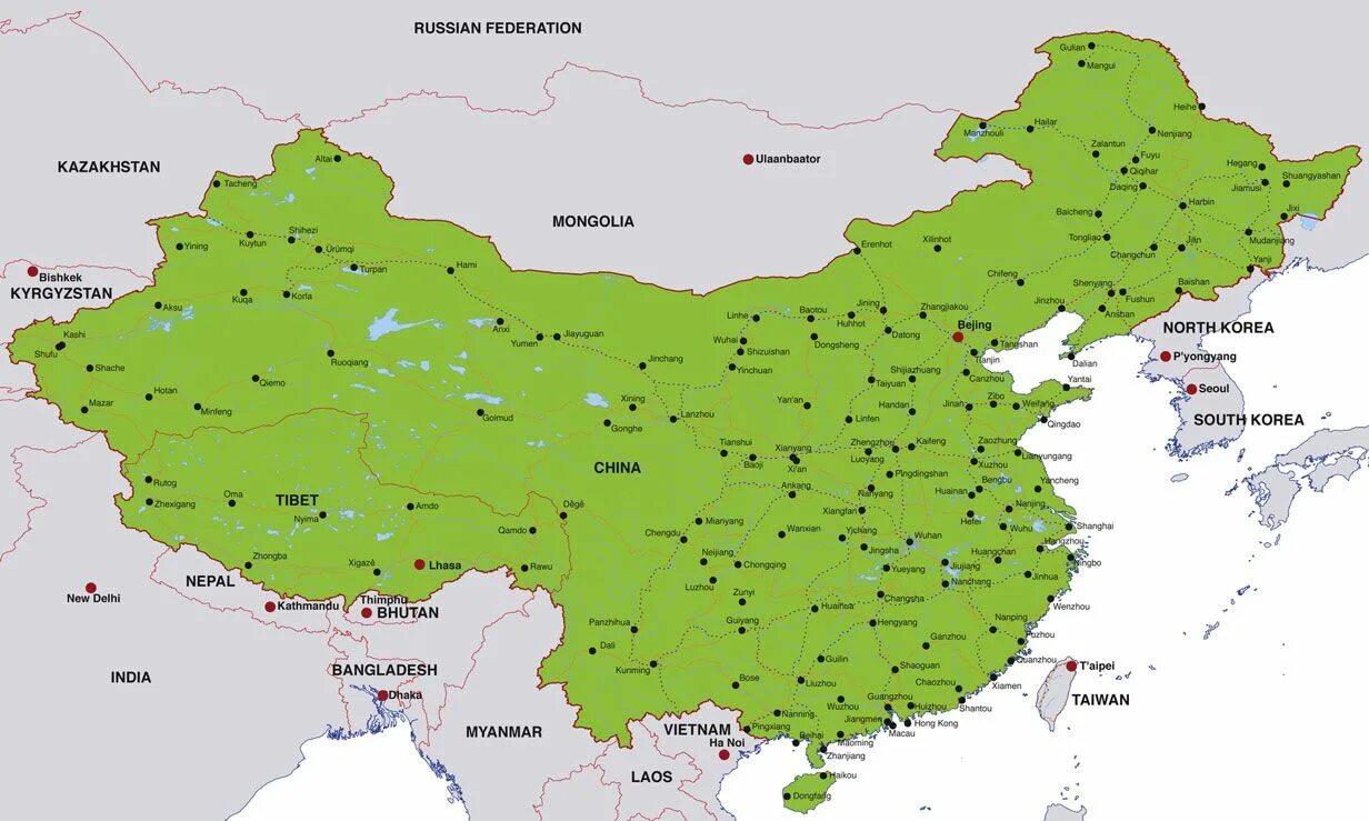 Русско китайская карта. Карта Китая с городами. Китайская народная Республика карта. Китайские города на карте. КНР на карте.