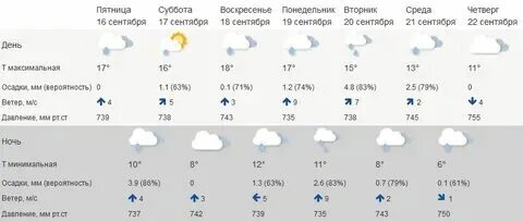 Погода на неделю на октябрь 2024 года
