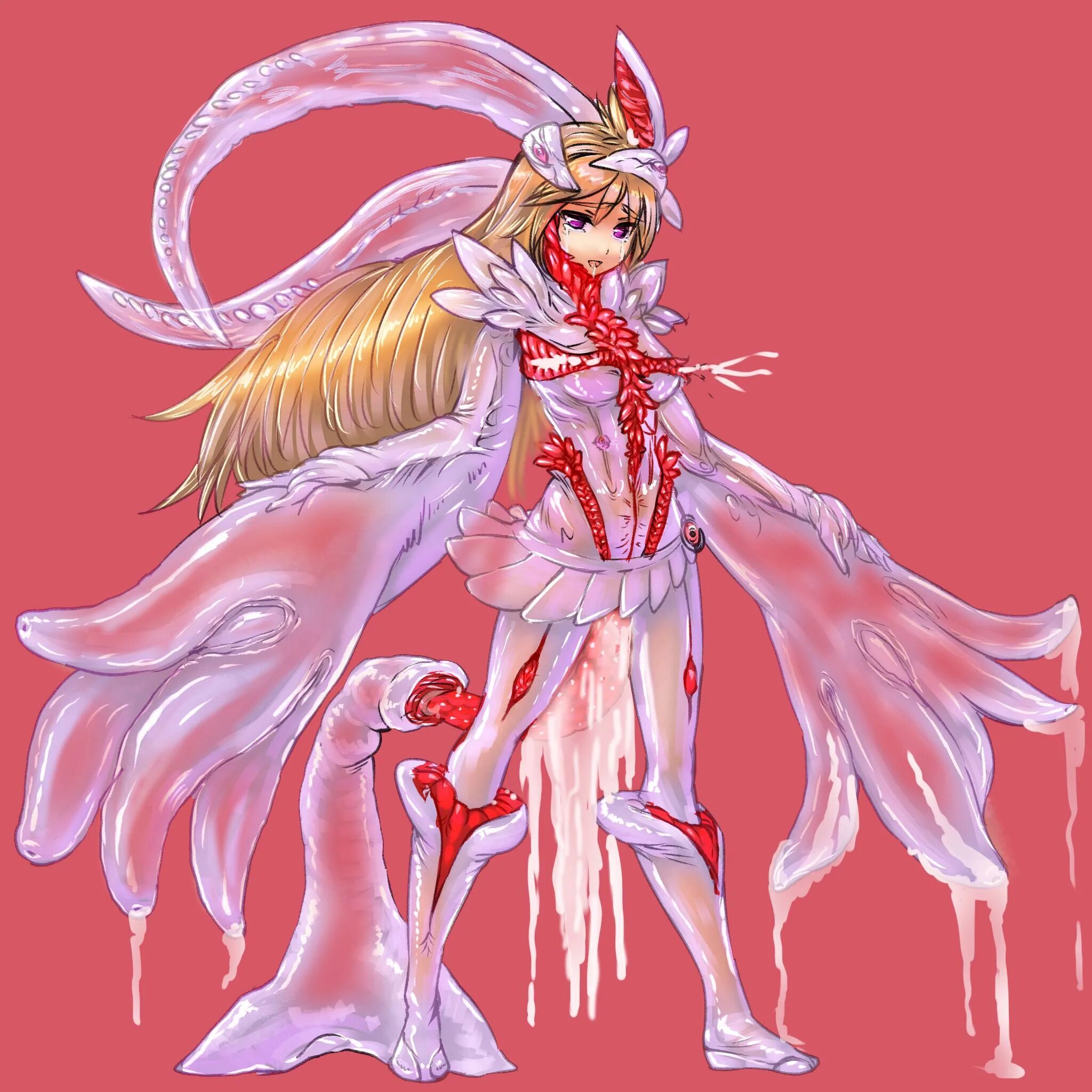 Девочка с щупальцами. Тентакль одежда. Тентакли слайма. #biosuit аниме. Геншин барбара тентакли.