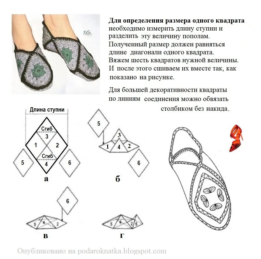 Описание тапок. Следки вязаные из квадрата крючком схема. Тапочки вязаные крючком из квадратов схемы. Связать домашние тапочки крючком схемы и описание. Схема вязания тапочек из квадратов крючком.