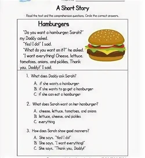 Story about food for Kids. Food reading Comprehension. Reading Comprehension food Worksheets for Kids. Food easy reading for Kids. Reading about food