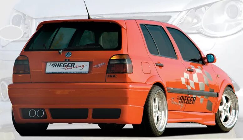 Задние на гольф 3. Golf mk3 Tuning Rieger. Rieger-Tuning Golf 3. Губа Rieger гольф 3. Юбка заднего бампера VW Golf 3.