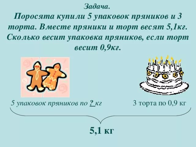 Пять упаковок пряников и три торта. 5упаковак пряников и 3 торта. Четверть торта. 5 Упаковок пряников и 3 торта вместе весят 5.1кг. Сколько весит упаковка пряников