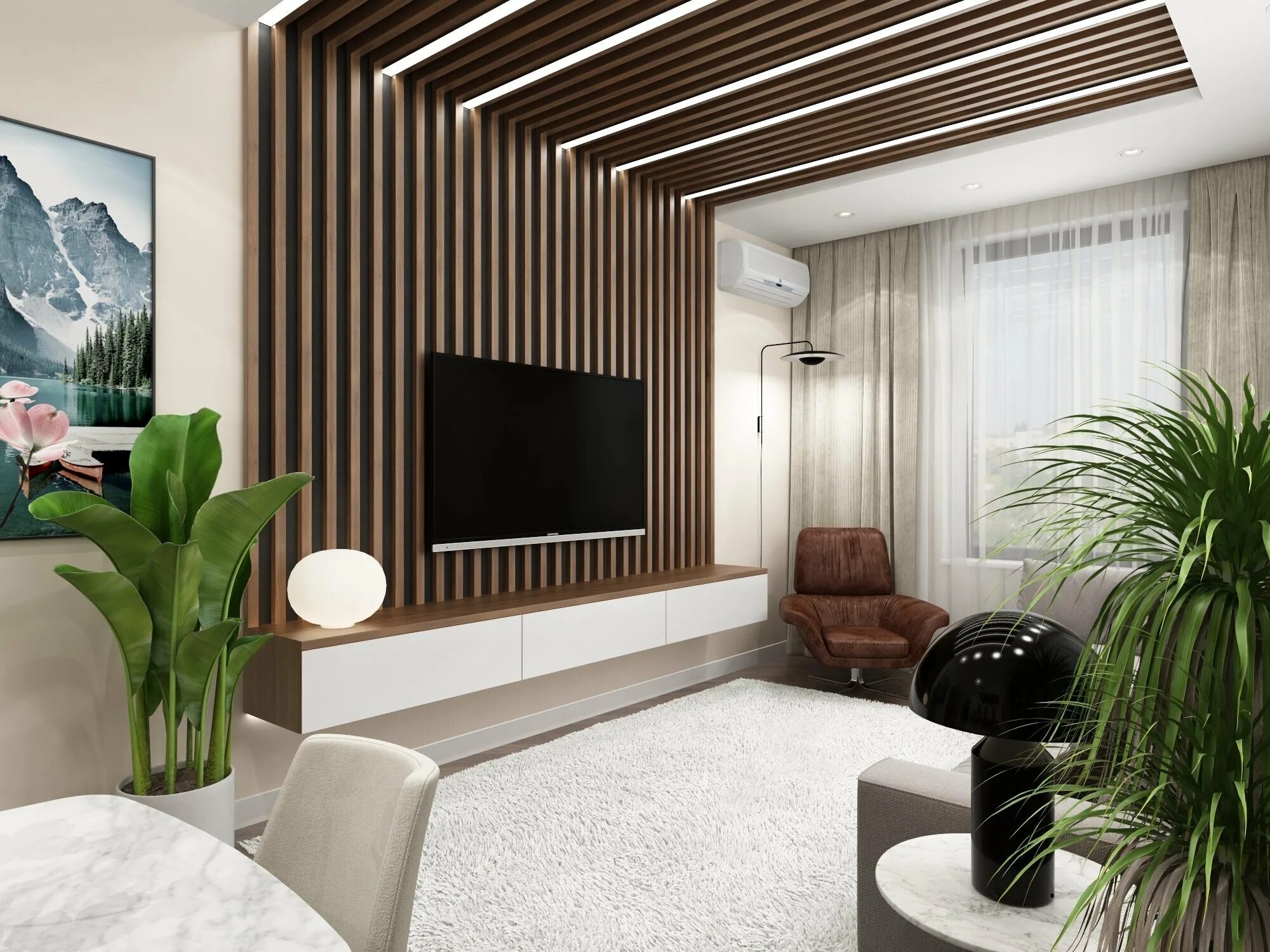 Рейки под телевизор на стену фото Home Idea HI Dani Porto on Instagram: "Quando a iluminação confere aquele toque