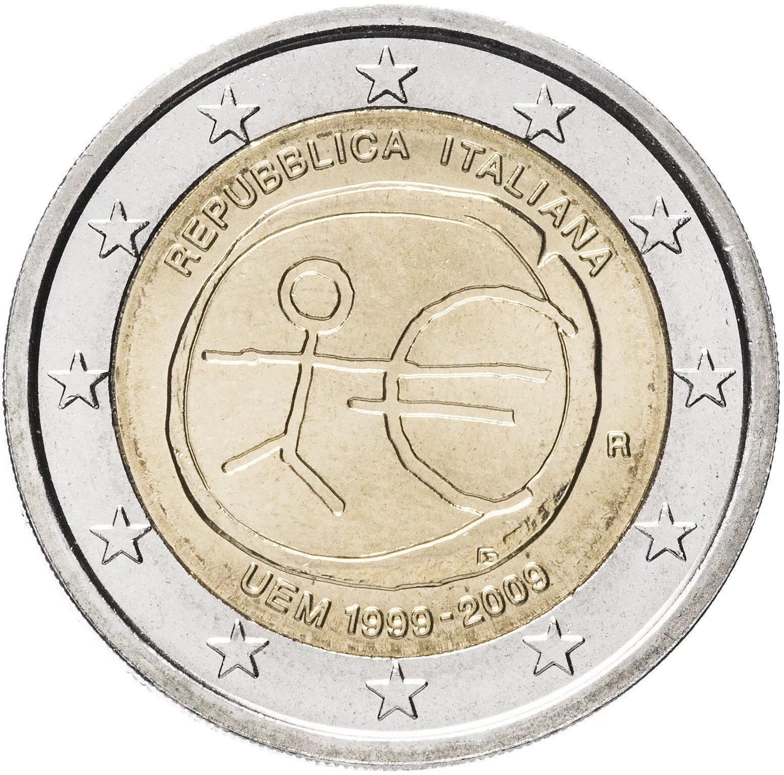 Сколько стоят монеты евро. Монета 2 евро Anniversary. 2 Евро 2009 Франция. Монета 2 евро 1999 года. Монеты Германии 2 евро.