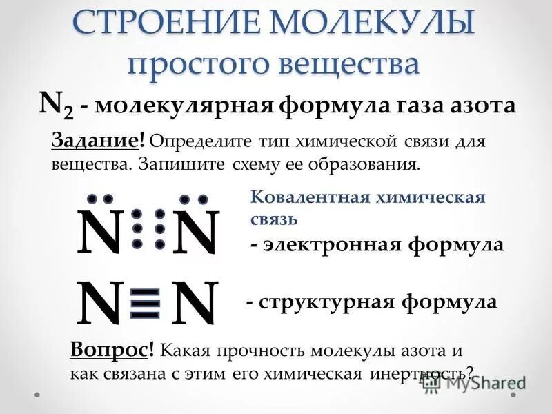 Определить тип химической связи n2