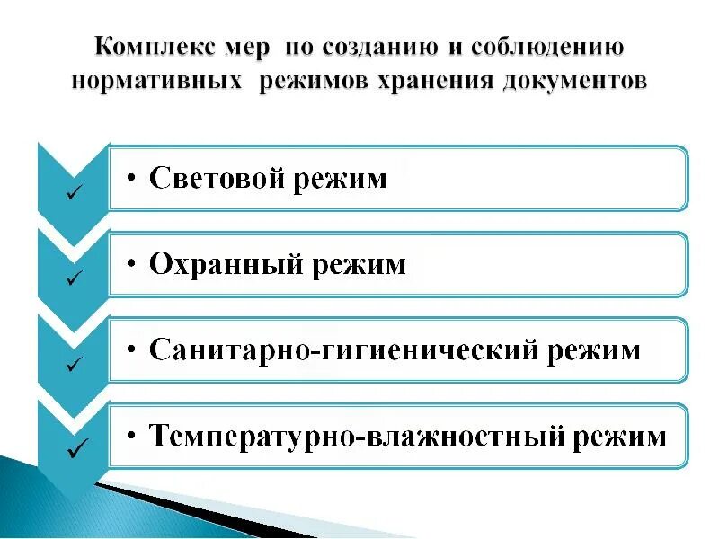 Обеспечение сохранности архивных документов это. Нормативные режимы хранения архивных документов. работы по обеспечению условий хранения документов. классифицируйте режим хранения документов.