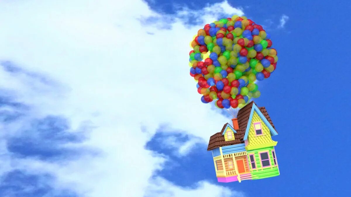 Дом на воздушных шариках. Домик из мультика вверх. Дом из мультфильма вверх. Домик с шариками.