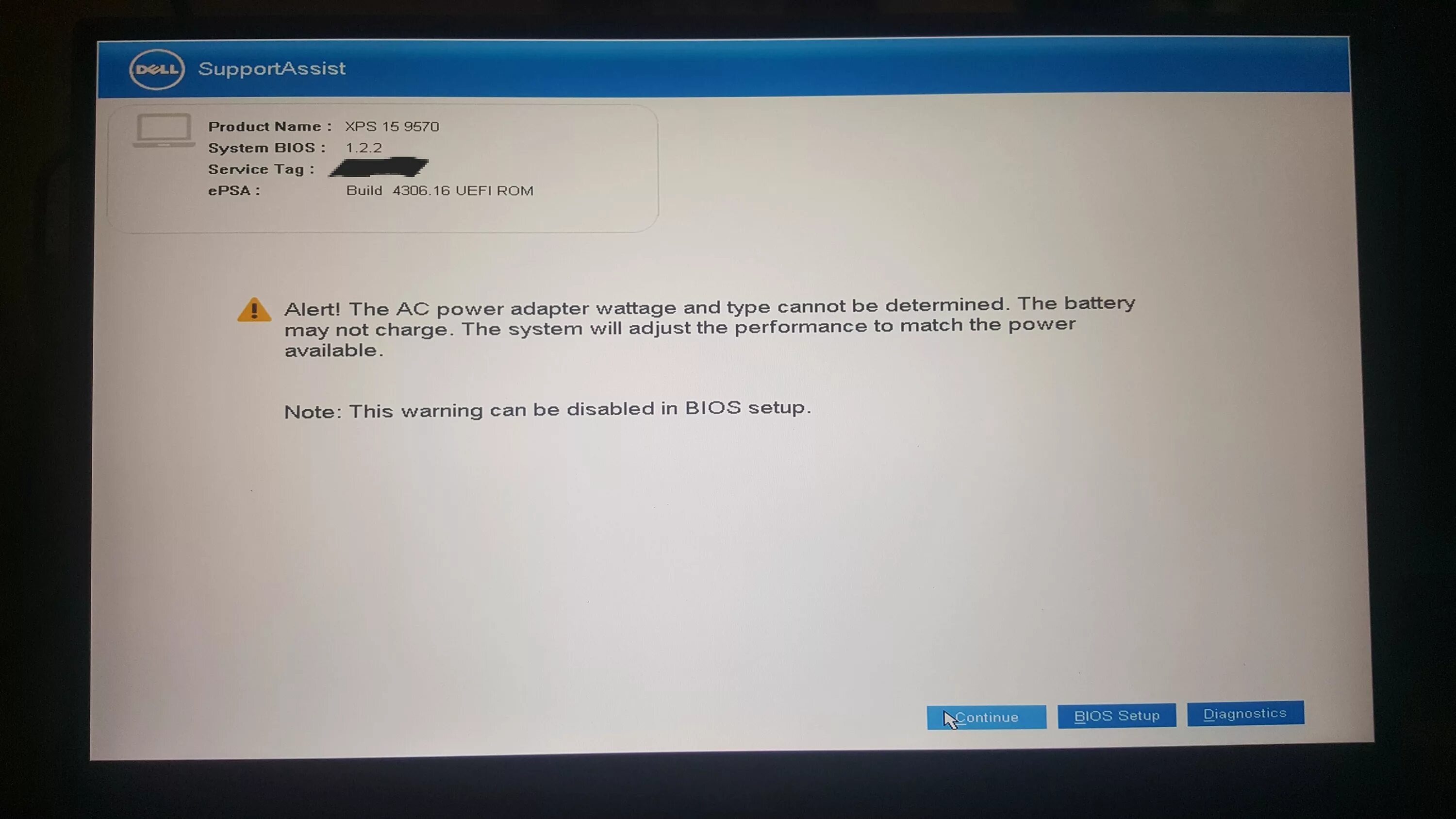 BIOS уведомление. XPS 15 9570 Battery. Alert the AC Power Adapter Wattage and Type cannot be determined. The AC Power Adapter Wattage and Type cannot be determined dell. Cannot operate