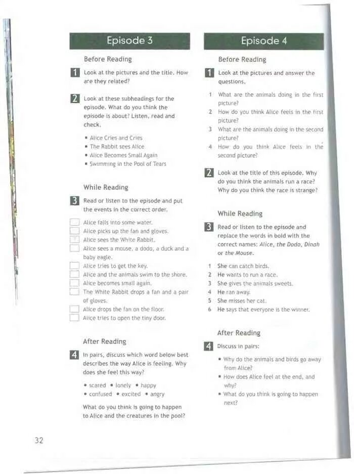 Английский в фокусе 6 класс контрольные. Read or listen to the Episode and put the events in the correct order ответы. Read the sentences below Tick the things you think are going to happen in this Episode ответы 6 эпизод. Read or listen to the Episode and put the events in the correct order Alice Falls into some Water. Episode 4 before reading ответы на вопросы.