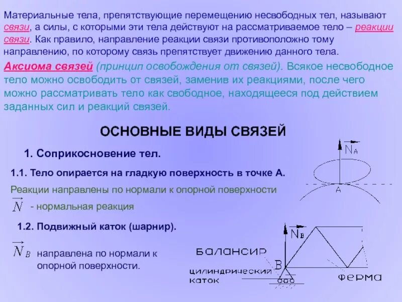 Поверхностные реакции. Реакции связей. силы реакции связи. связи в теоретической механике. связи и их реакции теоретическая механика.