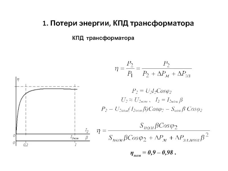 Какие потери в трансформаторе. КПД трансформатора формула. Потери и коэффициент полезного действия трансформатора. Потери мощности коэффициент полезного действия трансформатора. КПД силового трансформатора график.