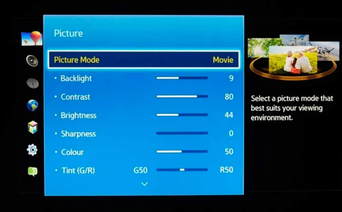 Телевизор самсунг параметры. Параметры изображения телевизора. Настройка изображения телевизора. Настройки цвета телевизора самсунг. Стандартные настройки изображения телевизора.