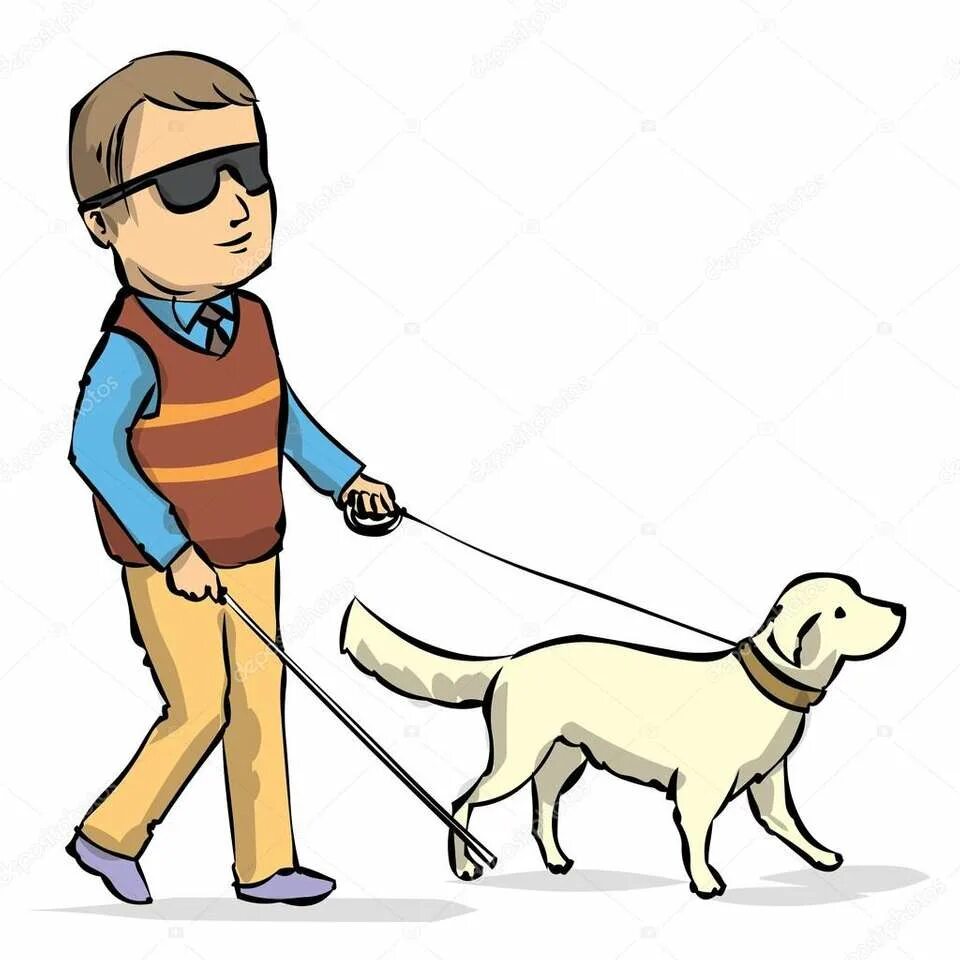 Как называется слепой человек. Собака поводырь для слепых. Собака поводырь с ребенком. Собака поводырь иллюстрация. Слепой человек с собакой поводырем.