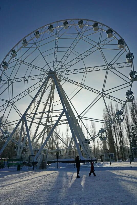 колесо обозрения в зимнем парке. парк гагарина самара колесо. колесо обозрения зима. парк гагарина самара. колесо обозрения измайловский парк зима.