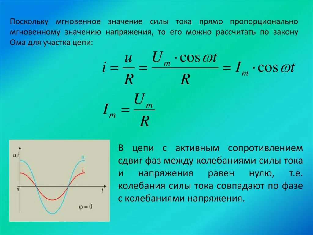 Напряжение меняется по закону