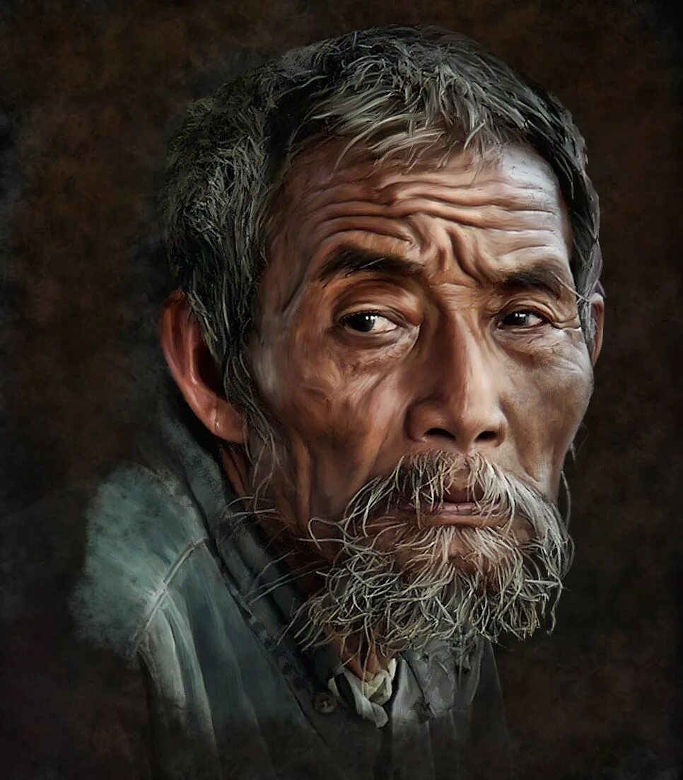 Портрет пожилого мужчины. Фотопортреты пожилых мужчин. Портрет старика. Цифровая живопись. Old asia