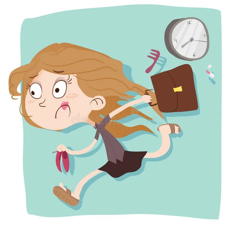 She be late for work because. Женщина опаздывает. Опоздание иллюстрация. Опаздывающий человек. Иллюстрация спешки в работе.
