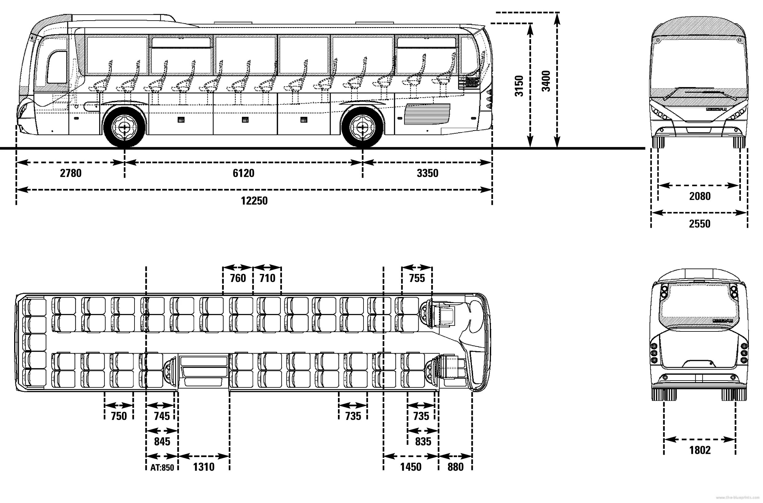 Какая длина автобуса. Автобус Неоплан габариты. Higer klq6928q чертеж. Daewoo bh120f чертеж. МАЗ 251 чертеж.