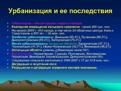 Последствия урбанизации