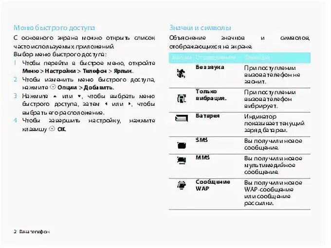 Значки на экране филипс