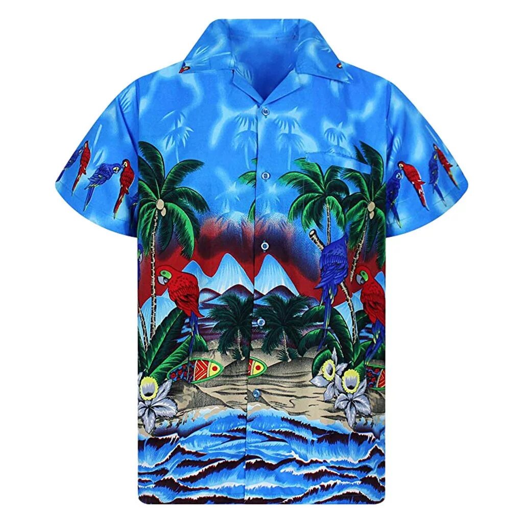 Гавайка купить. Мужская Гавайская рубашка Модис h&m. Гавайская рубашка с пальмами. Голубая Гавайская рубашка. Рубаха с пальмами.