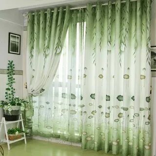 Тюль зелено белая