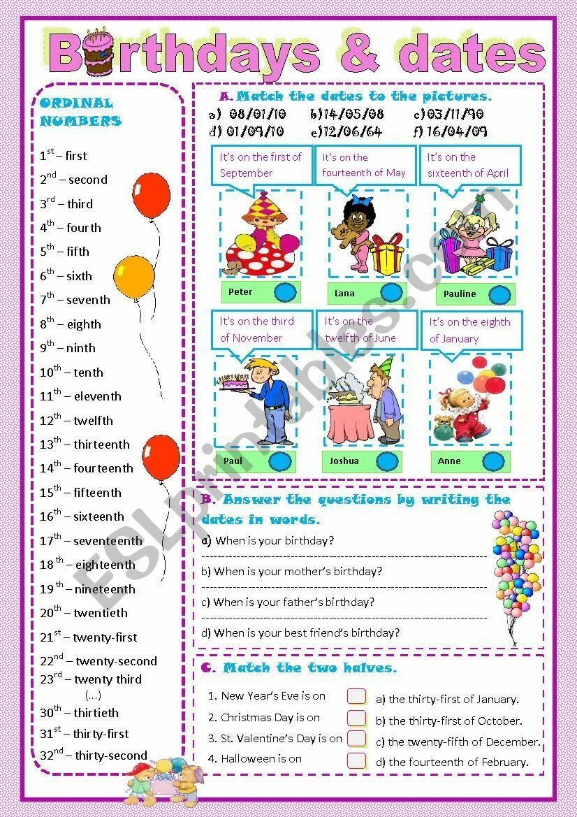 Dates Worksheets. Dates and Birthdays Worksheets. Telling the Dates Worksheets. Birthday Dates английский.