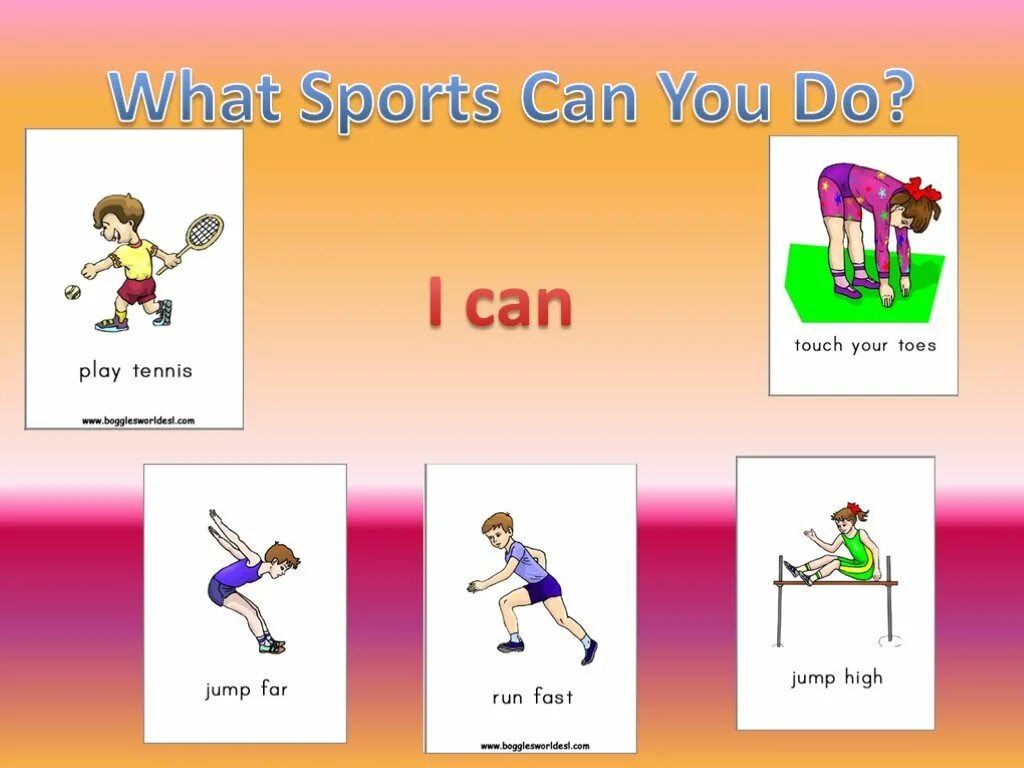 Sports 1 классе. Глагол can в английском языке 2 класс. Задания английский i can. Урок глагол can. I can 2 класс.