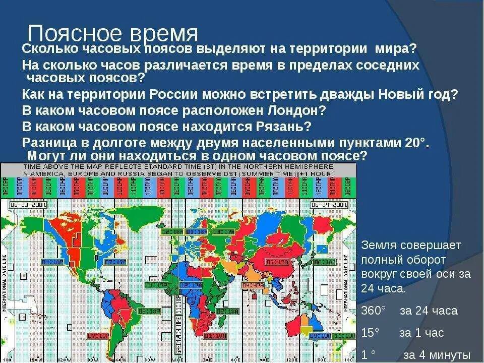 Карта часовых поясов. Временные пояса. Поясное время.