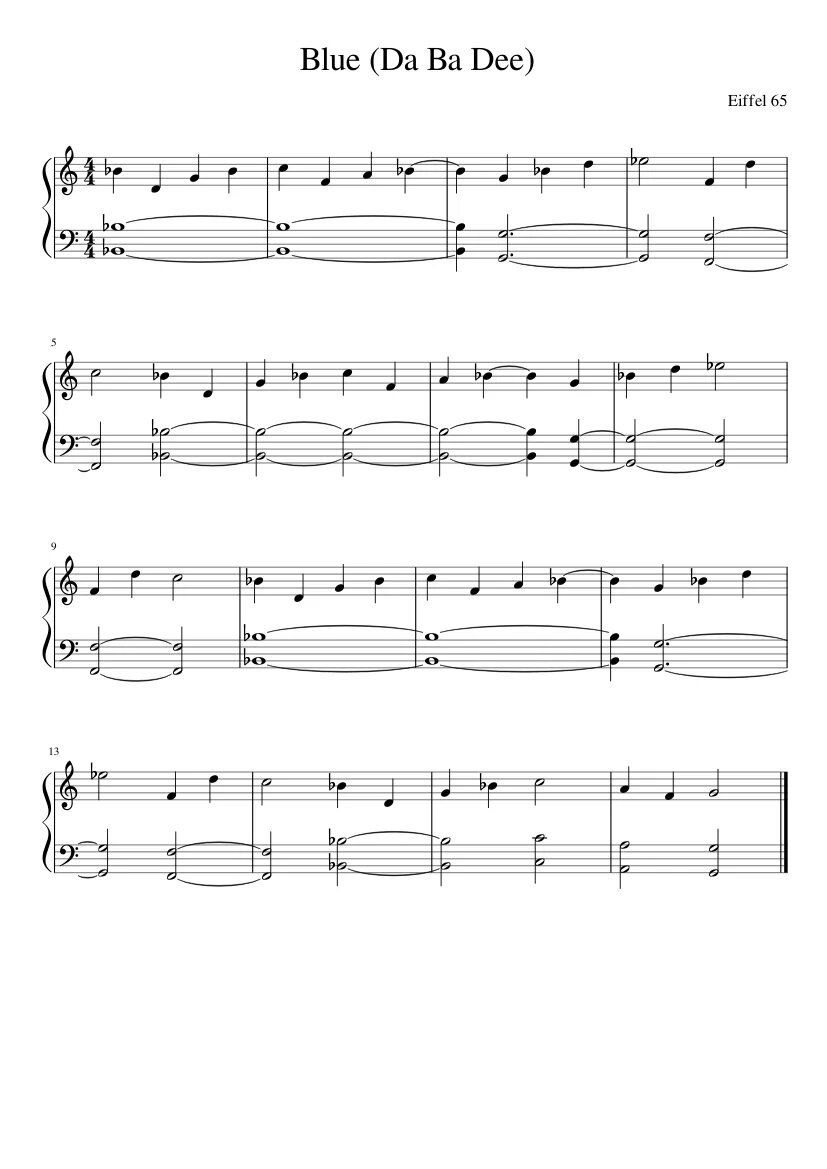 Mono partition blue. Перевод песни da ba dee. Песня blue. Eiffel 65 blue ноты. Da ba dee ноты для фортепиано.