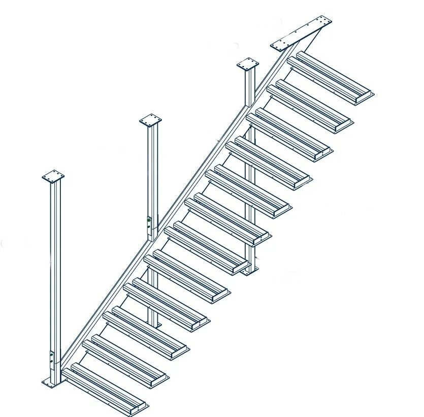 Cantilever support structure. Stair structure. Cantilever Stair Concrete detail. Spiral Stair constructive explosion scheme Bolt Handle. Support section